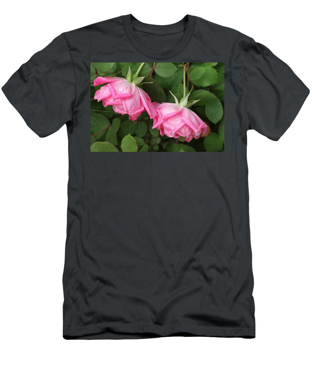 Roses T-Shirt featuring the photograph Roses after the shower by Bonnie Willis