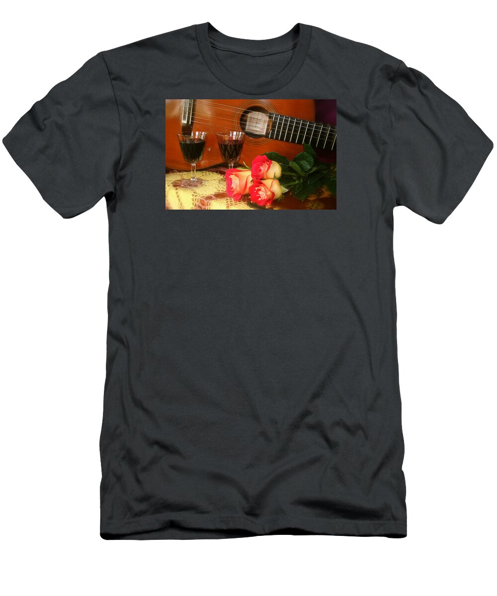 Guitar T-Shirt featuring the photograph Guitar 'n Roses by Alice Terrill