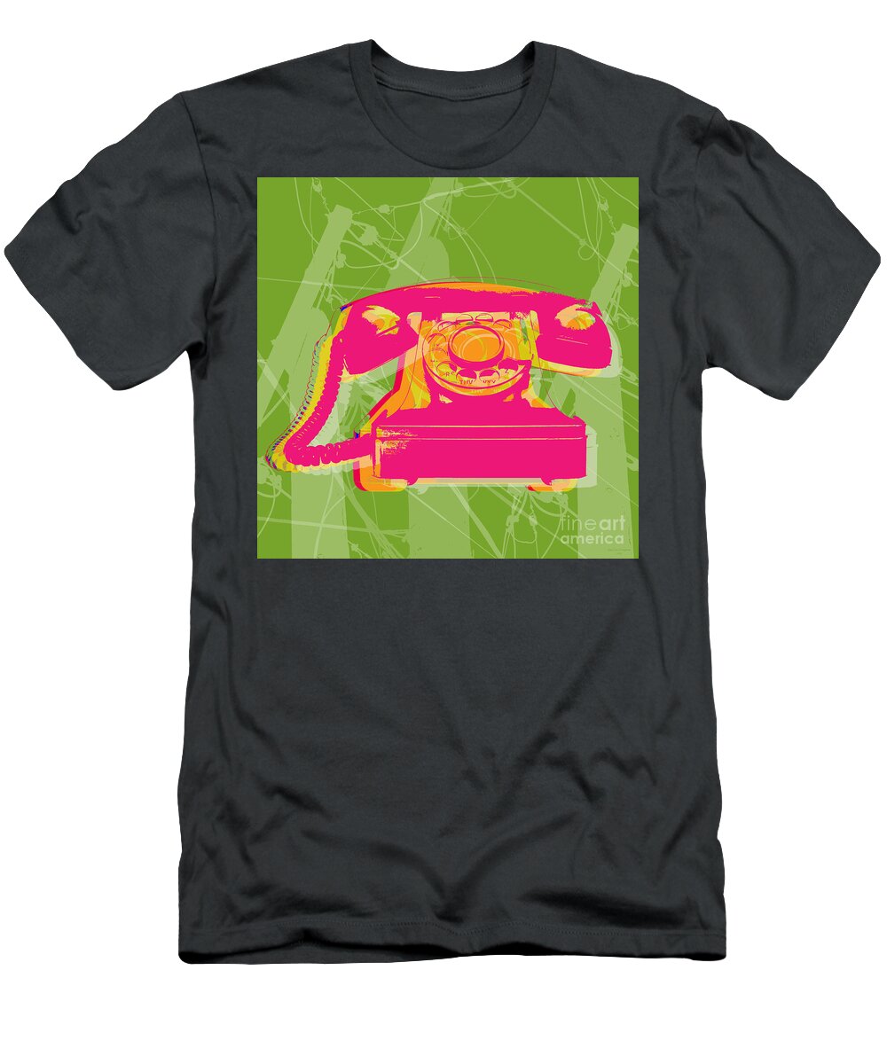 Pop Art T-Shirt featuring the digital art Rotary phone by Jean luc Comperat