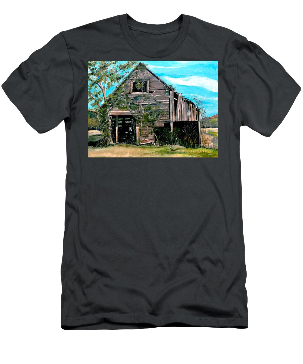 Tennessee Barn T-Shirt featuring the painting Rustic Barn - Mooresburg - Tennessee by Jan Dappen