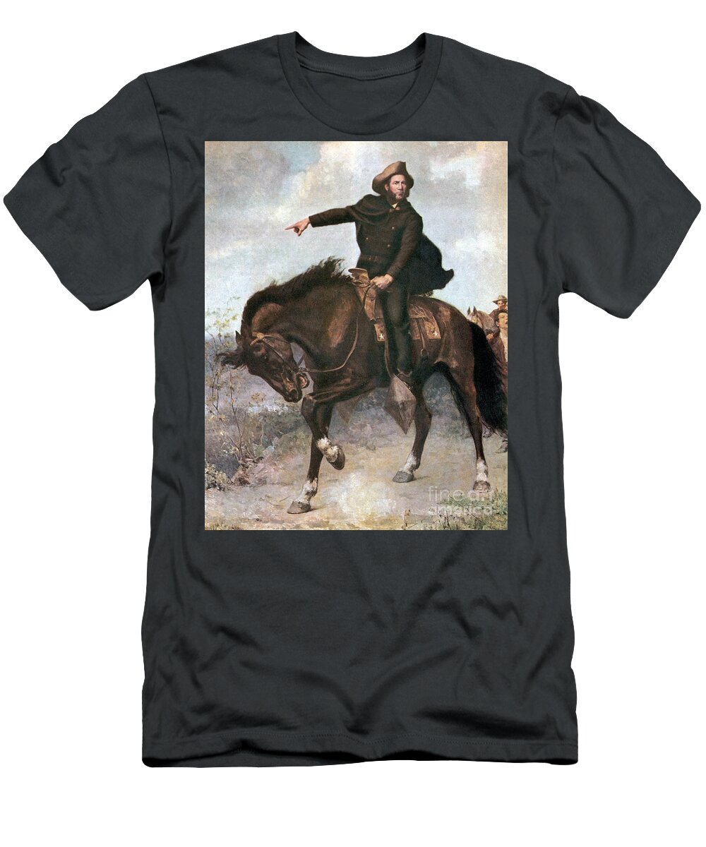 History T-Shirt featuring the photograph Sam Houston At Battle Of San Jacinto by Photo Researchers
