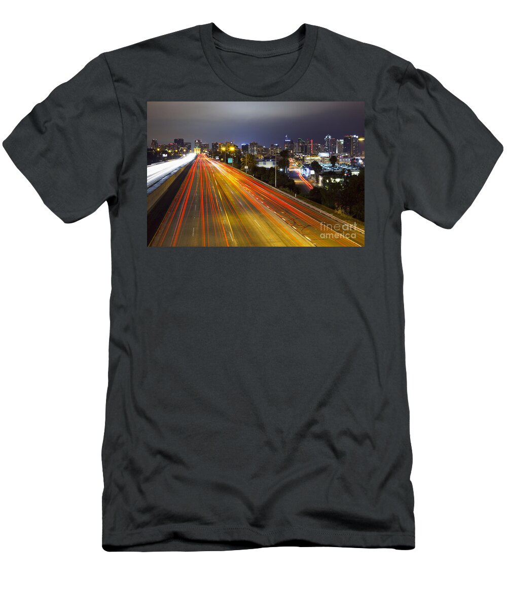 Long Exposure T-Shirt featuring the photograph San Diego Skyline by Bryan Mullennix