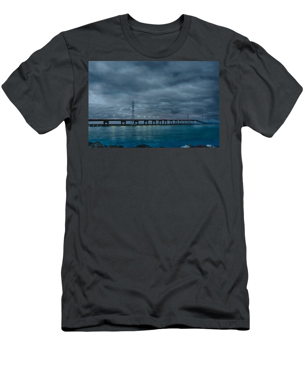 San Mateo Bridge T-Shirt featuring the photograph San Mateo Bridge by Mike Gifford