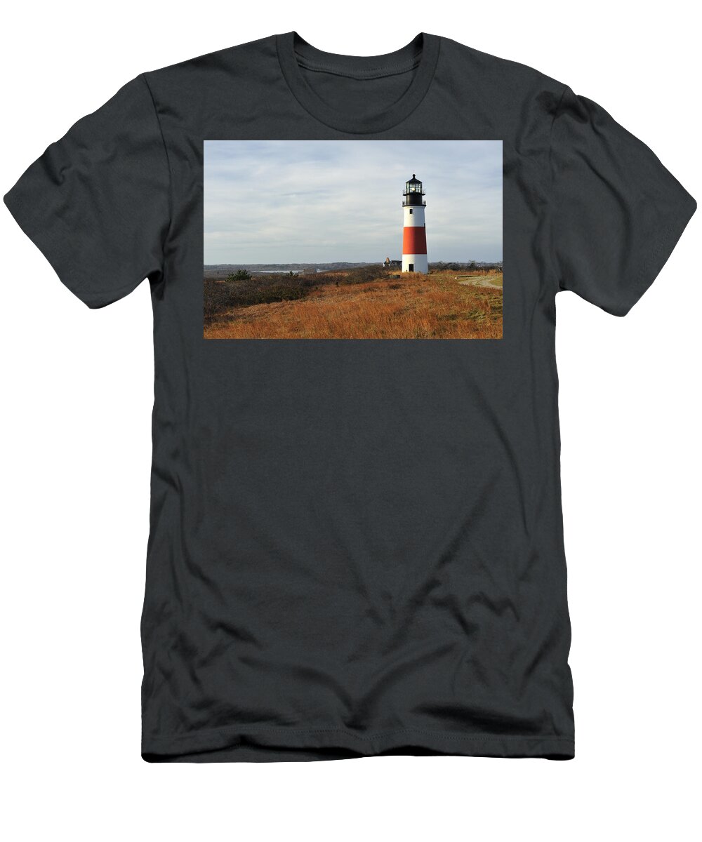 Lighthouse T-Shirt featuring the photograph Sankaty Head Lighthouse Nantucket in Autumn Colors by Marianne Campolongo