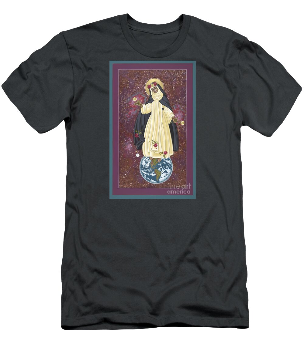 Santa Rosa Of The Cosmos T-Shirt featuring the painting Santa Rosa Patroness of the Americas 166 by William Hart McNichols