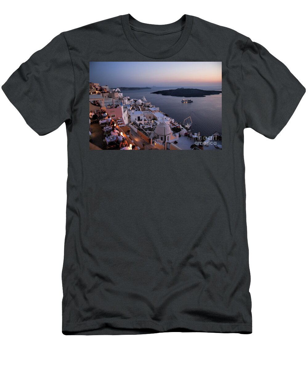Santorini T-Shirt featuring the photograph Santorini at Dusk by David Smith