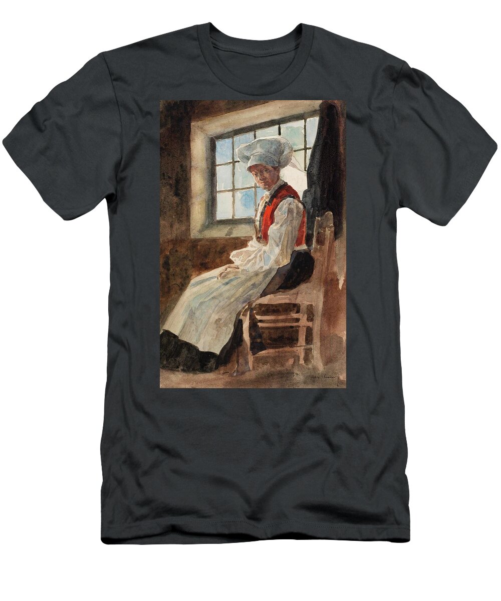 Scandinavia T-Shirt featuring the painting Scandinavian Peasant Woman in an Interior by Alexandre Lunois