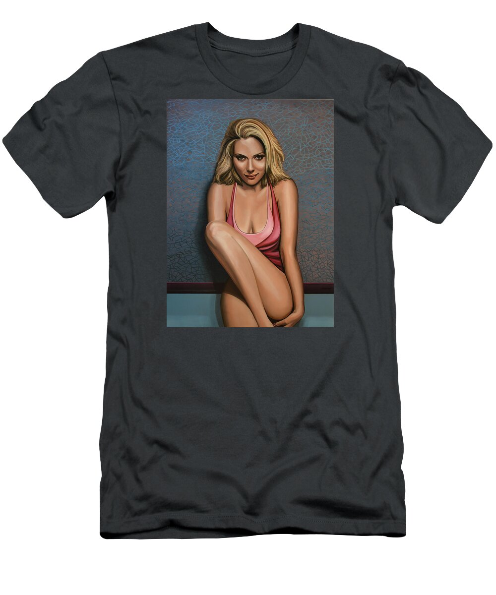 Scarlett Johansson T-Shirt featuring the painting Scarlett Johansson by Paul Meijering