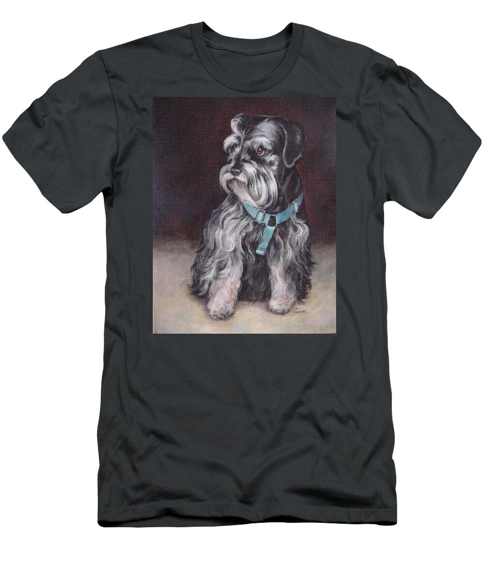 Nature T-Shirt featuring the painting Schnauzer by Donna Tucker