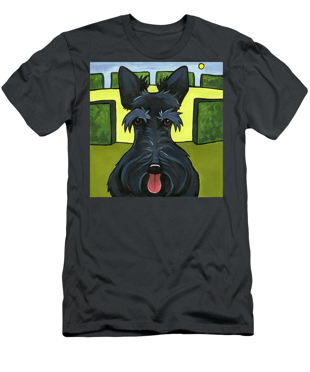 Scotish Terrier T-Shirt featuring the painting Scottish Terrier by Leanne Wilkes
