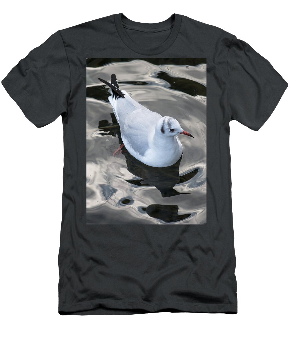 Seagull T-Shirt featuring the photograph Seagull And Water Reflections by Andreas Berthold