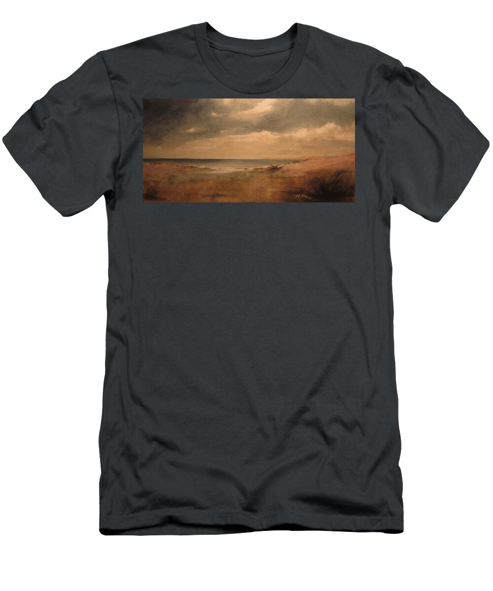 Diane Strain T-Shirt featuring the painting Seascape using Resin Sand by Diane Strain