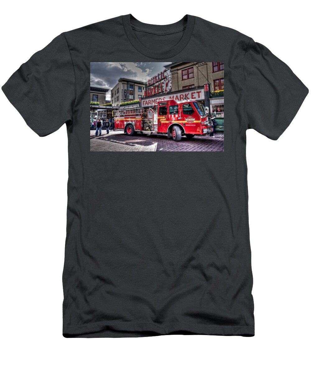 Fire T-Shirt featuring the photograph Seattle Fire Engine by Spencer McDonald