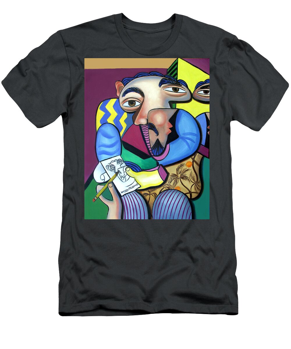 Self Portrait 101 T-Shirt featuring the painting Self Portrait 101 by Anthony Falbo