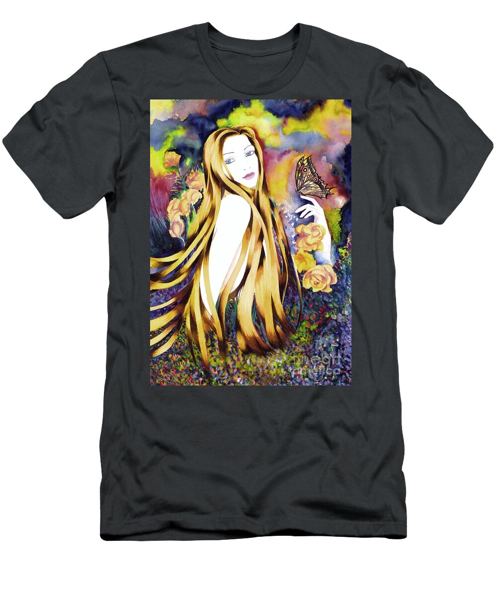 Exotic T-Shirt featuring the painting Serenity by Frances Ku
