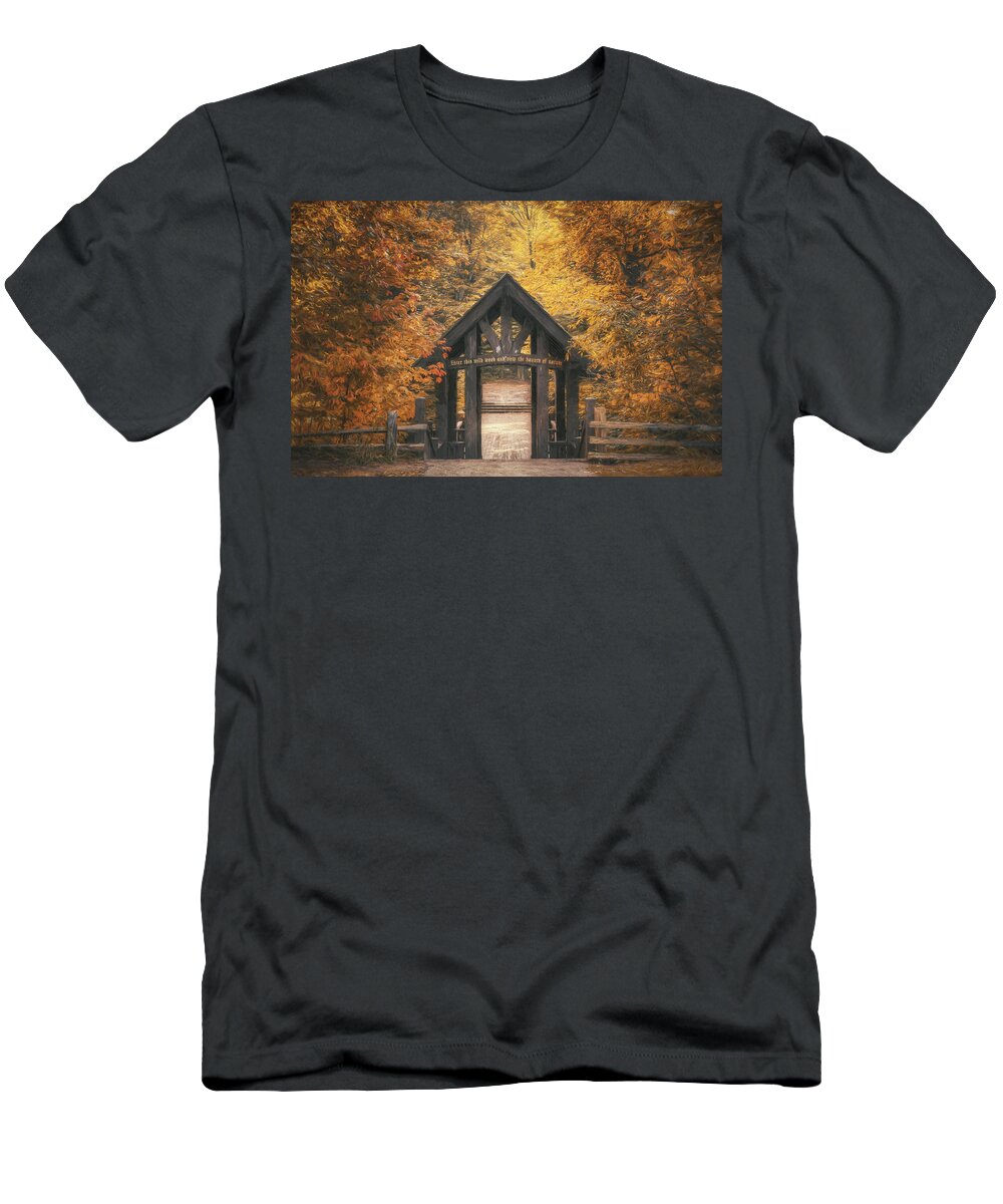 Forest T-Shirt featuring the photograph Seven Bridges Trail Head by Scott Norris