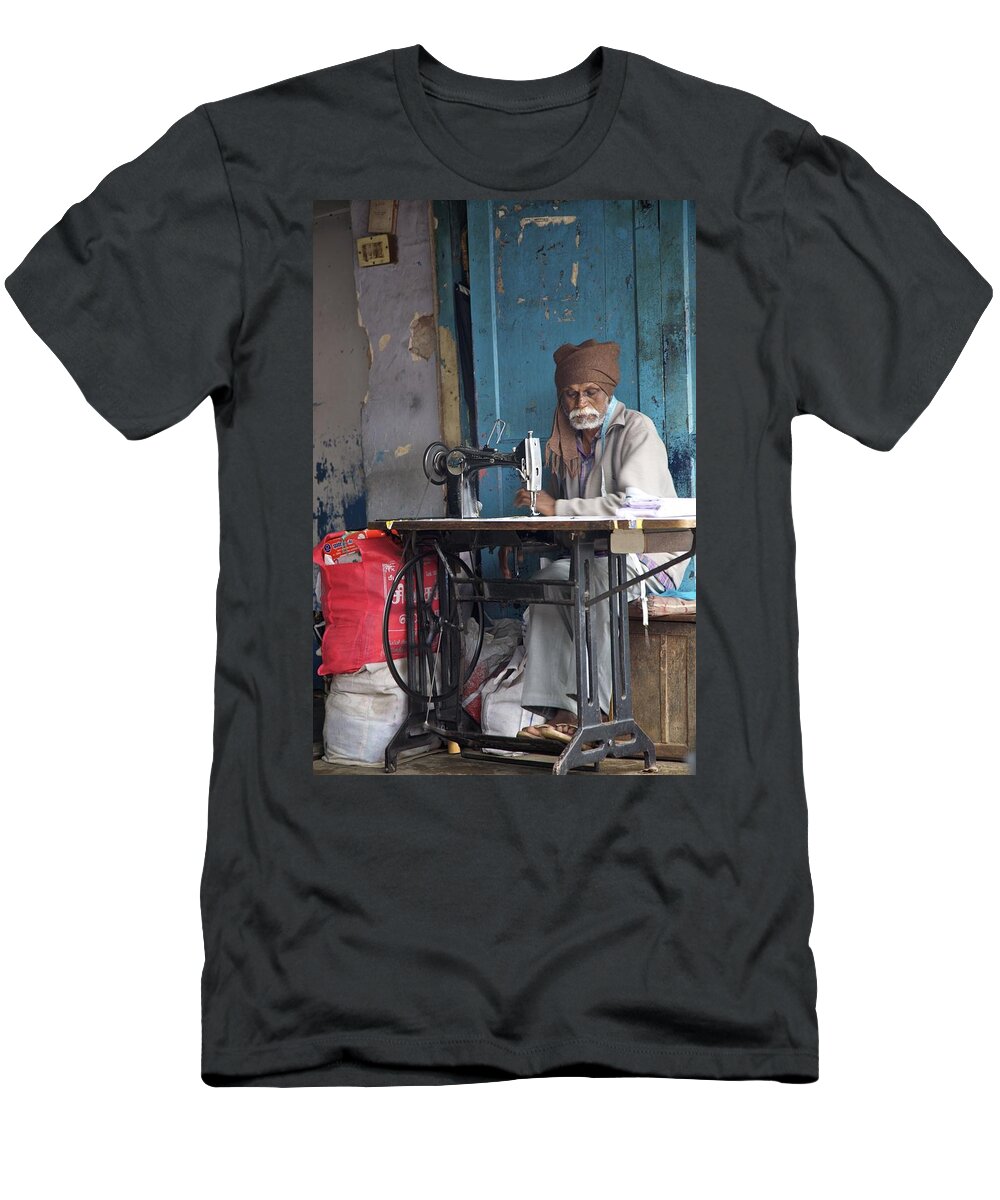 India T-Shirt featuring the photograph Sewn Before Blue by Lee Stickels