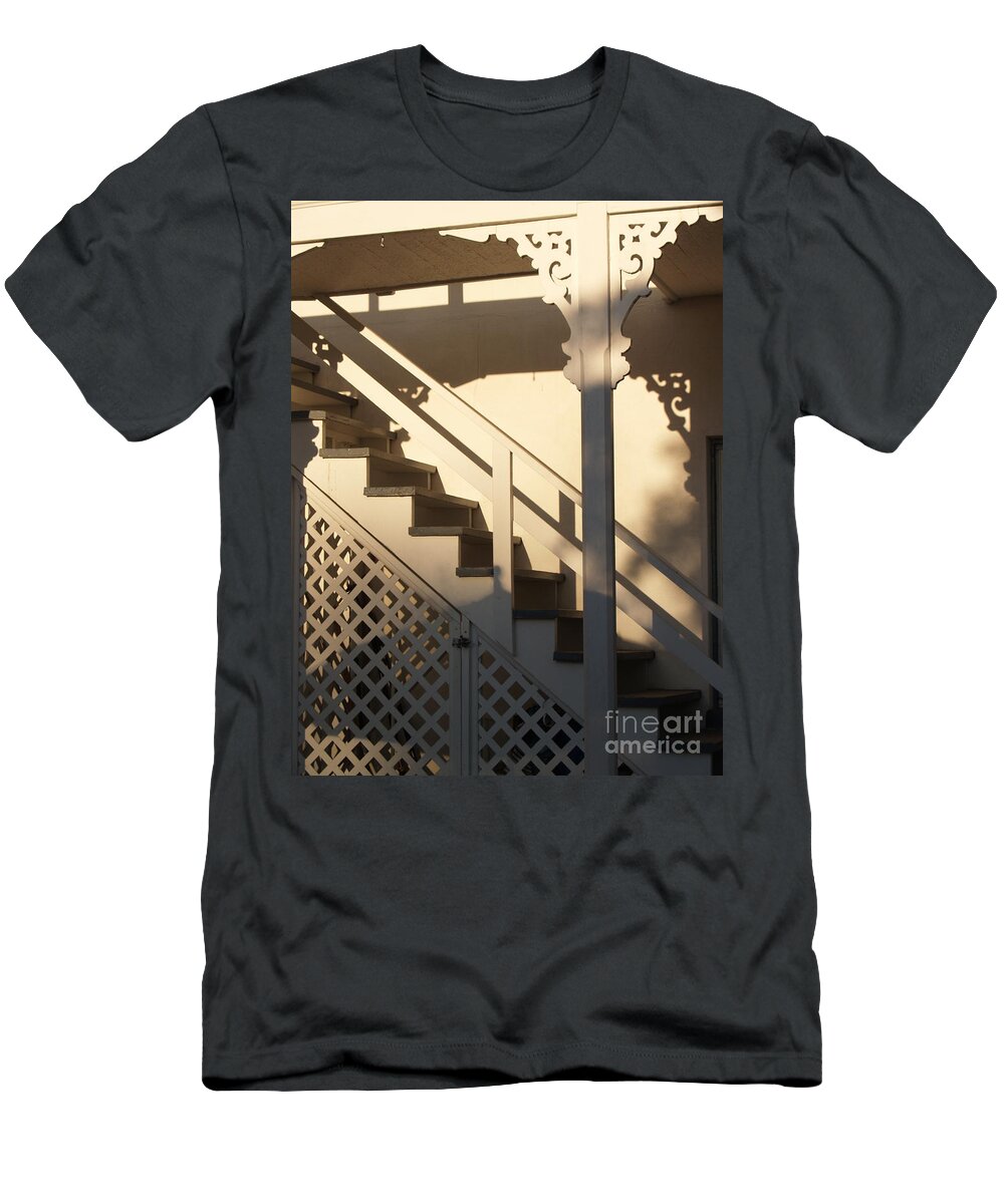 Stairs T-Shirt featuring the photograph Shadowy Lambertville Stairwell by Anna Lisa Yoder