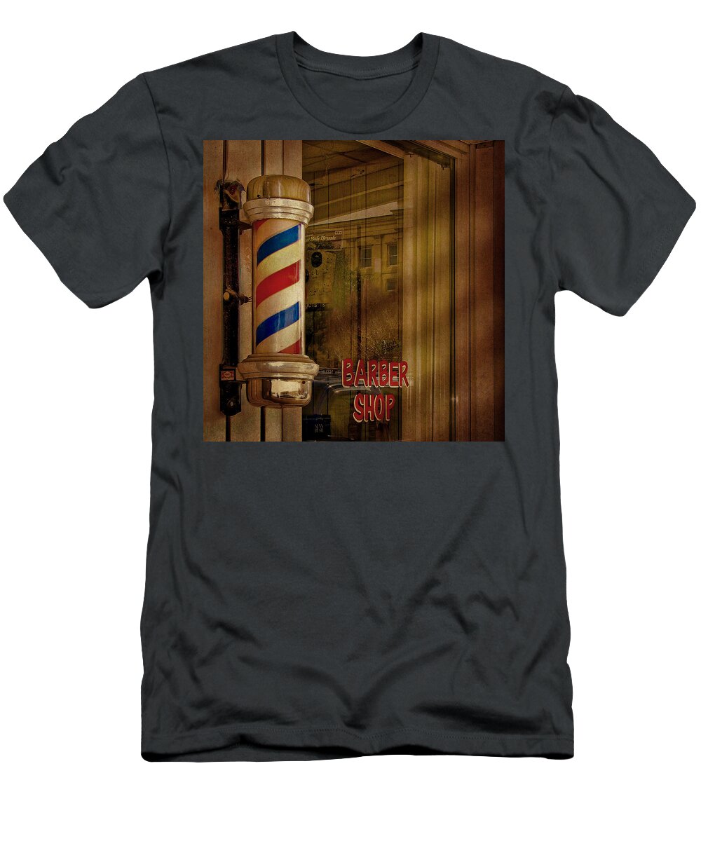 Advertising T-Shirt featuring the photograph Shave and a Haircut Two Bits by David and Carol Kelly