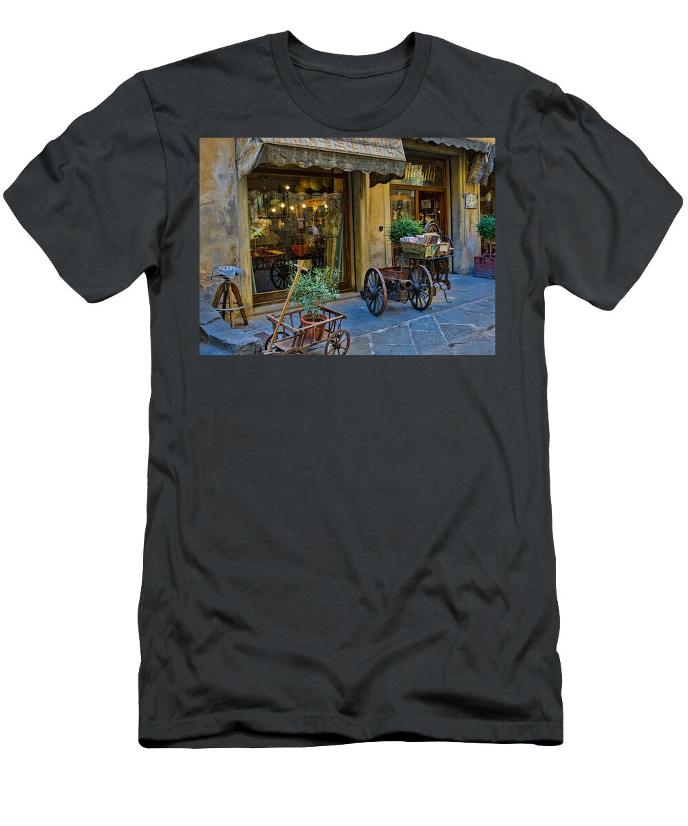 Italy T-Shirt featuring the photograph Shop in Cortona Italy by Weir Here And There