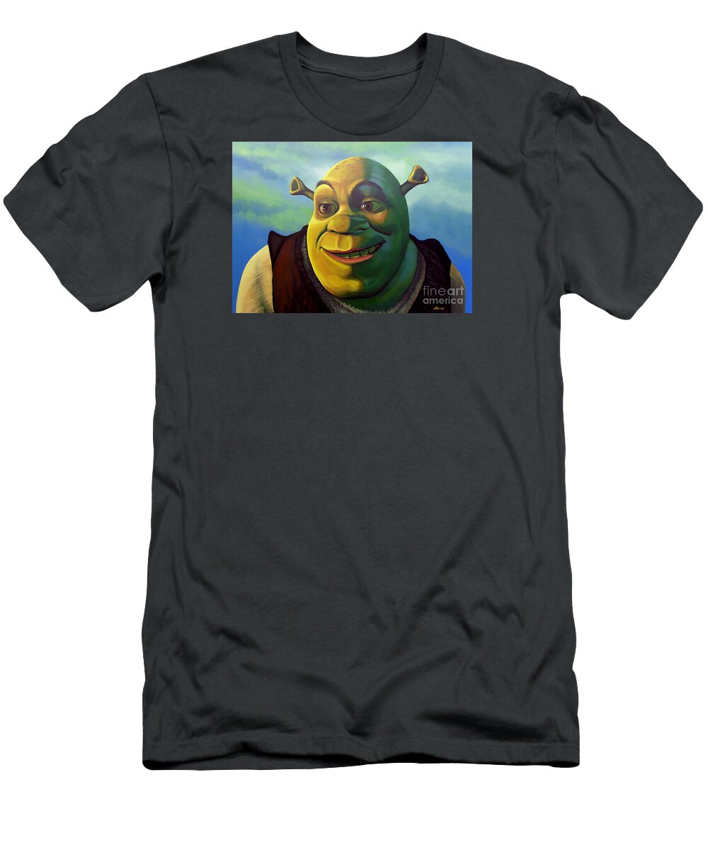 Shrek T-Shirt featuring the painting Shrek by Paul Meijering