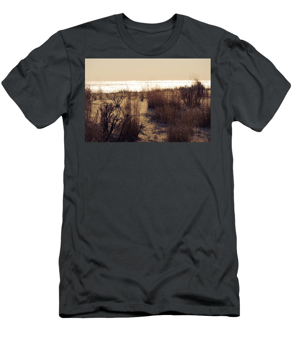 Beach T-Shirt featuring the mixed media Sierra Sunrise by Trish Tritz