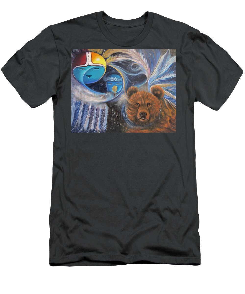 Kachina T-Shirt featuring the painting Sky People by Sherry Strong