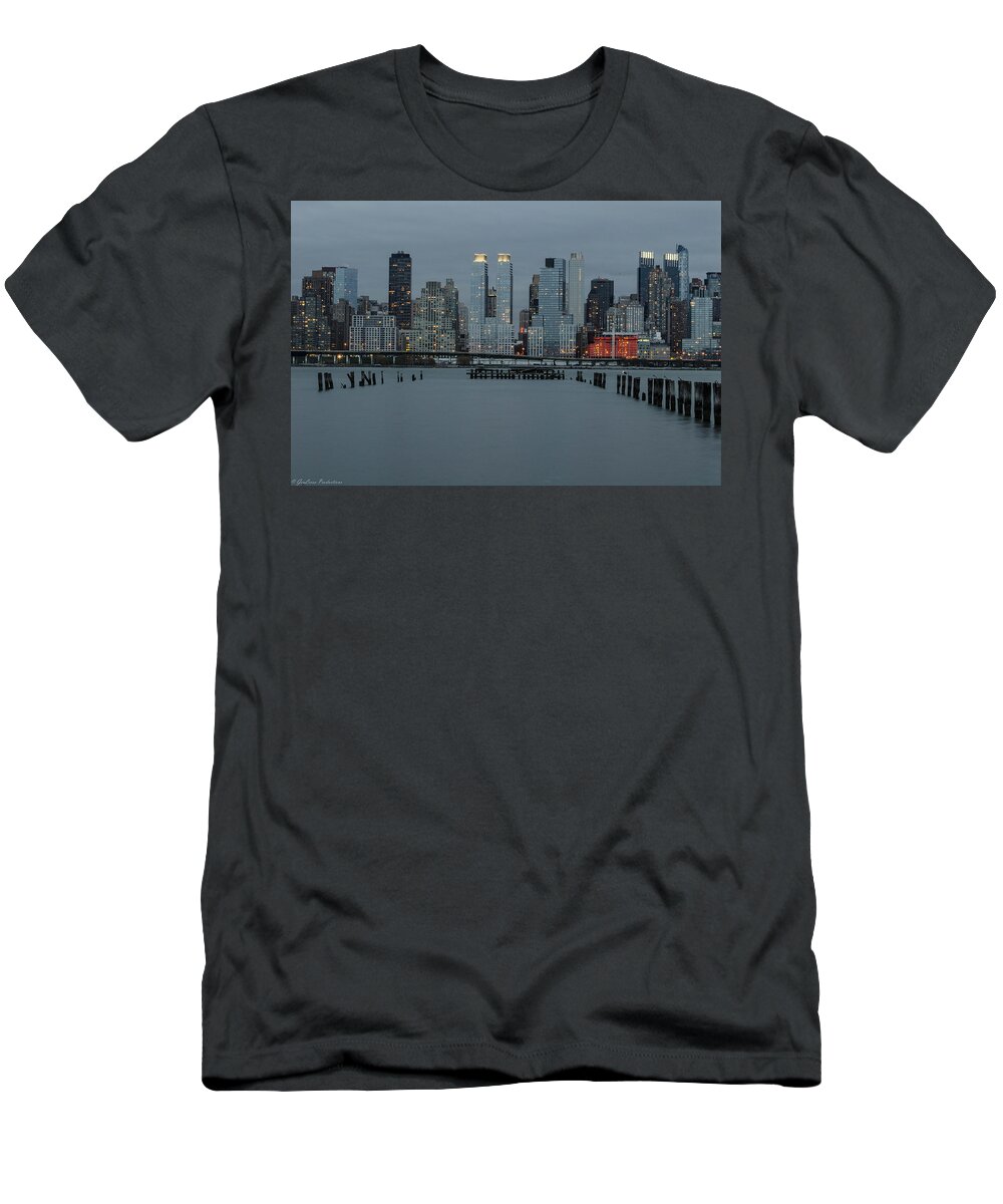 Blue T-Shirt featuring the photograph Skyline by the Pier by GeeLeesa Productions