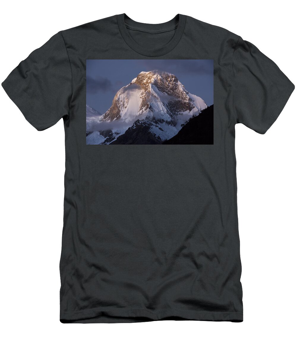 Cyril Ruoso T-Shirt featuring the photograph Snow-covered Peaks Huscaran Mountain by Cyril Ruoso