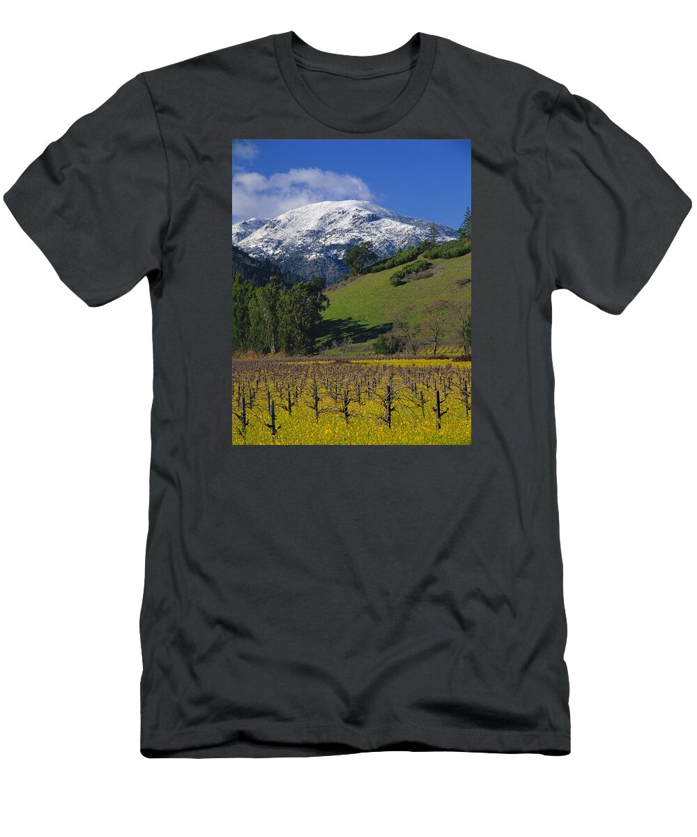 Rare Snow T-Shirt featuring the photograph 4B6385-Snow on Mt. St. Helena in Napa Valley by Ed Cooper Photography