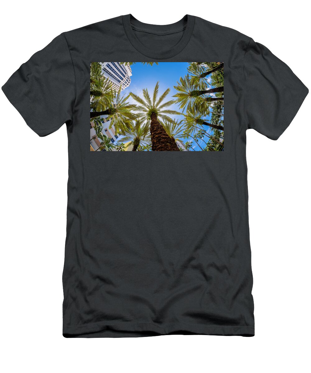 Architecture T-Shirt featuring the photograph Sobe Palms by Raul Rodriguez