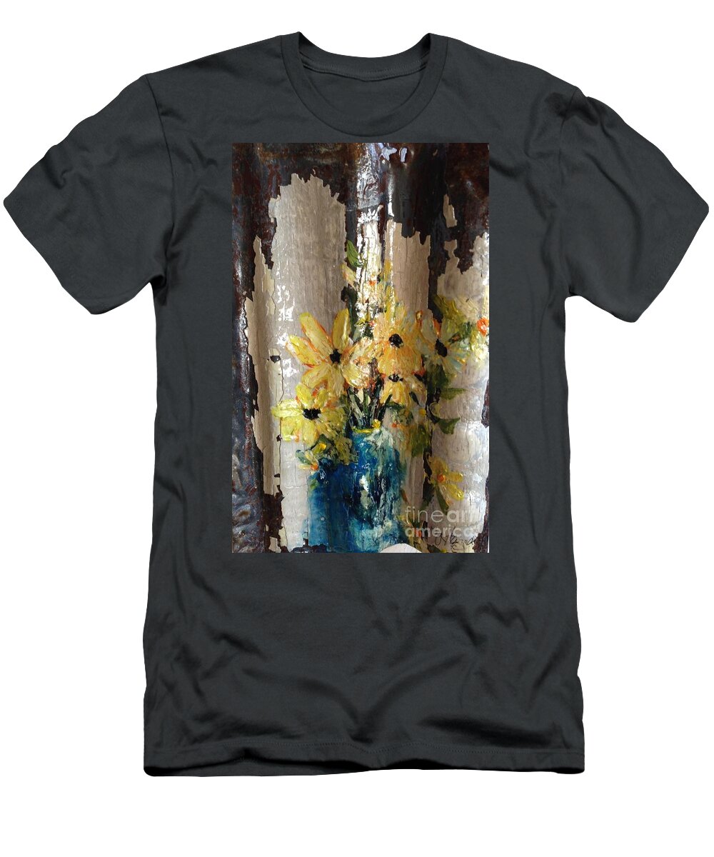 Sunflower T-Shirt featuring the painting Something Old and Something New by Sherry Harradence