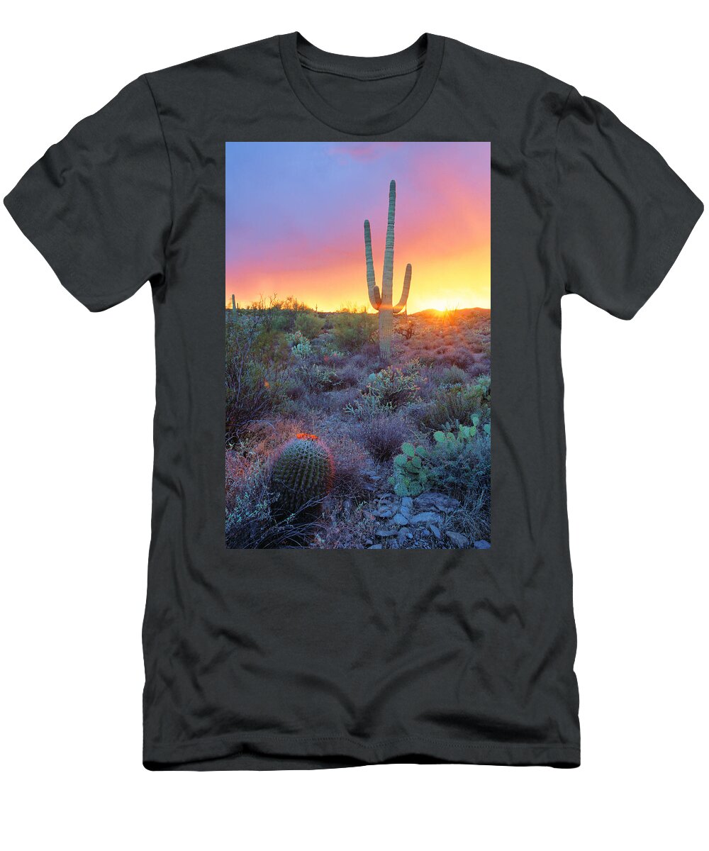 Arizona T-Shirt featuring the photograph Sonoran Desert Sunset by Adam Sylvester