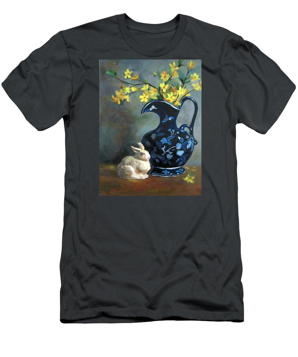Sping Flower T-Shirt featuring the painting Sping in vase by Jieming Wang
