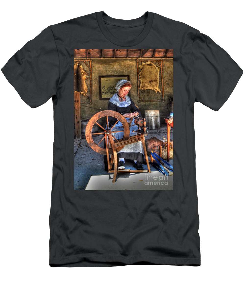 Historic T-Shirt featuring the photograph Spinning Yarn by Kathy Baccari
