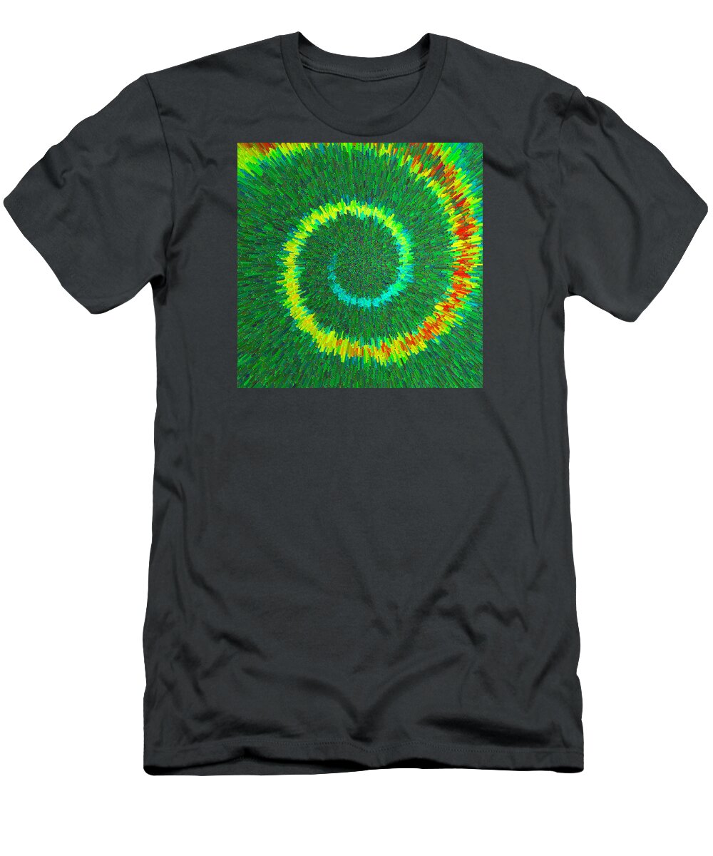 Spiral T-Shirt featuring the painting Spiral Rainbow c2014 by Paul Ashby