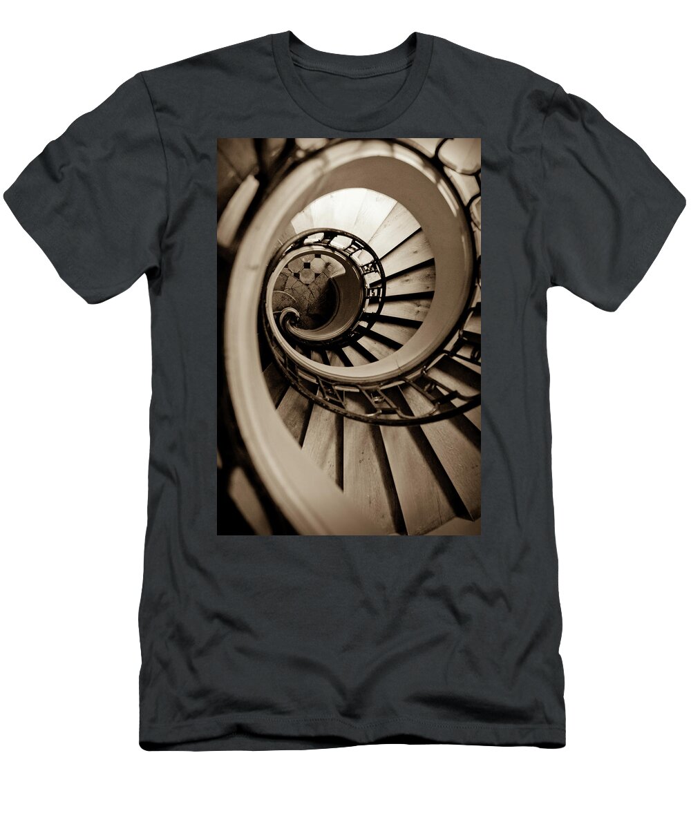 B&w T-Shirt featuring the photograph Spiral Staircase by Sebastian Musial
