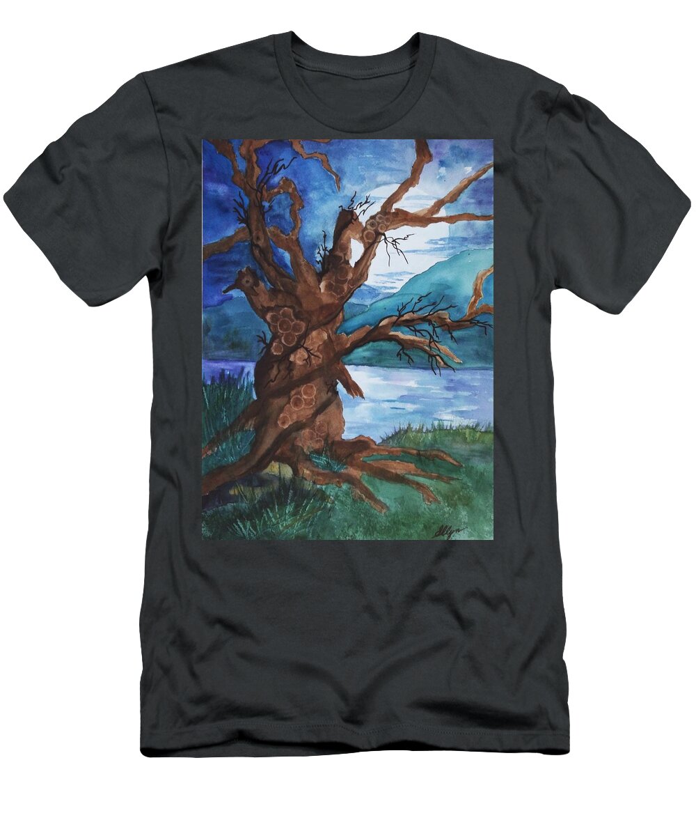 Tree T-Shirt featuring the painting Spirit Tree by Ellen Levinson