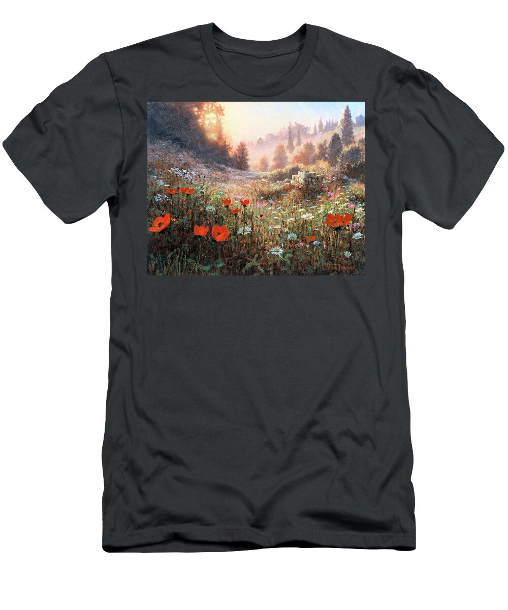 Biblical T-Shirt featuring the painting Spring Carpet Mt Carmel by Graham Braddock