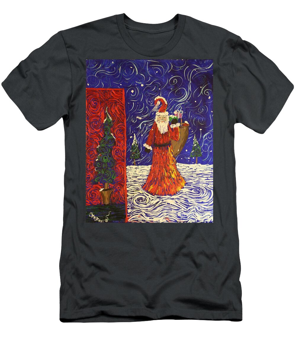 Squigglism T-Shirt featuring the painting Squiggle Christmas by Stefan Duncan