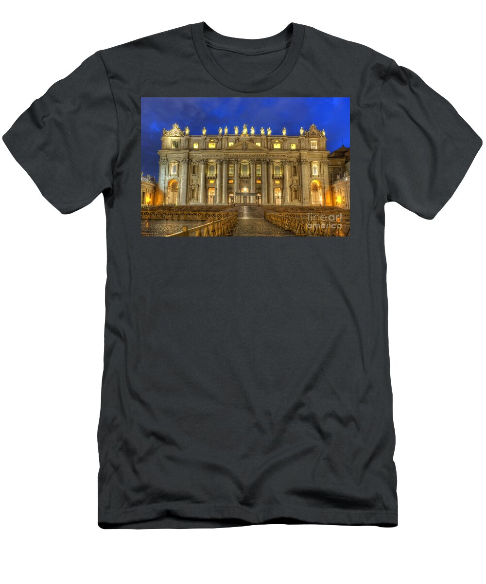 Yhun Suarez T-Shirt featuring the photograph St Peter's Basilica 4.0 Blue Hour by Yhun Suarez