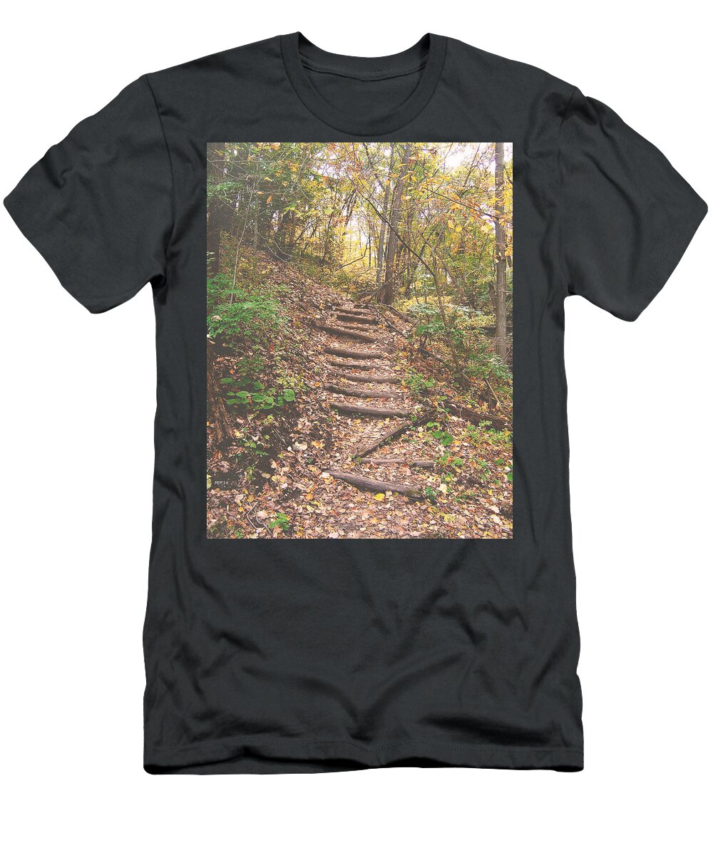 Photography T-Shirt featuring the photograph Stairs Into The Forest by Phil Perkins
