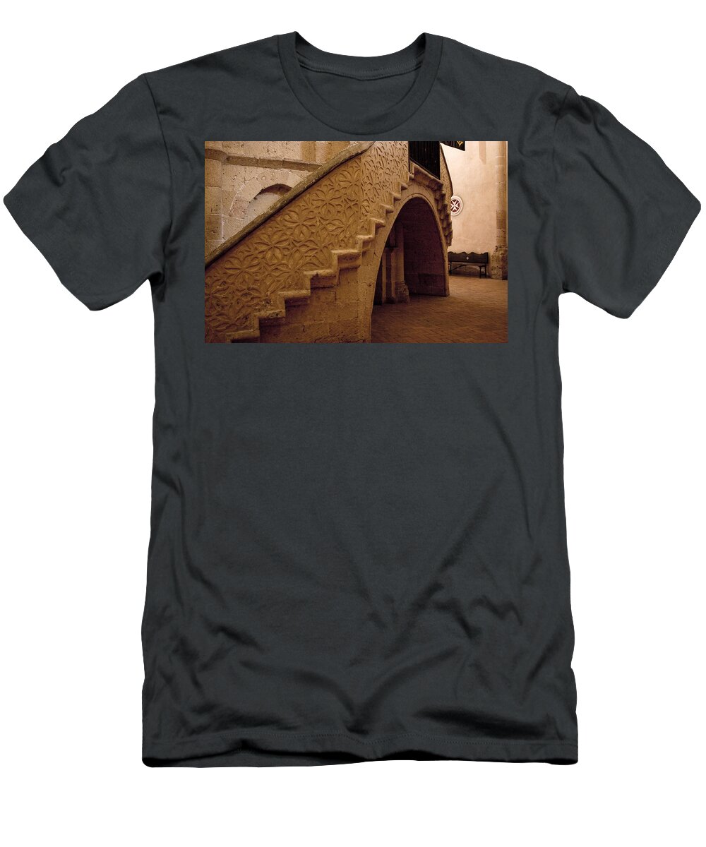 Suckling Pig T-Shirt featuring the photograph Stairway to the Hidden Altar by Lorraine Devon Wilke