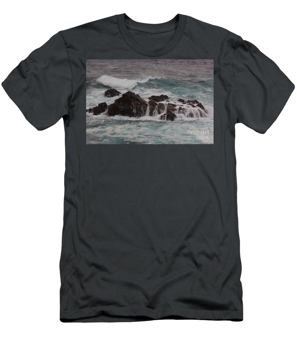 Big Sur T-Shirt featuring the photograph Standing Up To the Waves by Suzanne Luft