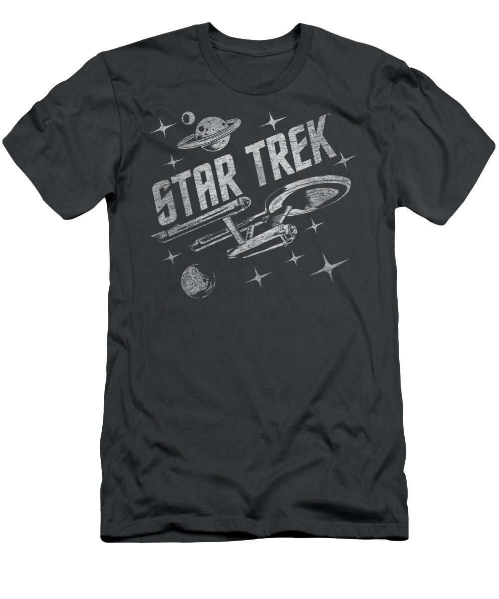 Star Trek T-Shirt featuring the digital art Star Trek - Through Space by Brand A