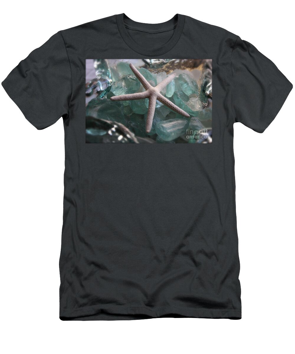 Starfish T-Shirt featuring the photograph Starfish with Sea Glass by Alice Terrill