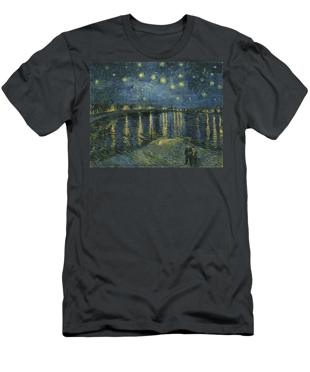 Starry Night Over The Rhone T-Shirt featuring the digital art Starry Night Over the Rhone #6 by Georgia Clare