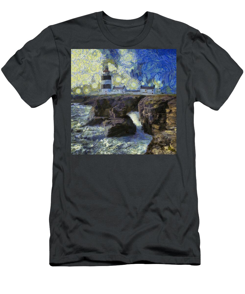 Hook T-Shirt featuring the photograph Starry Hook Head Lighthouse by Nigel R Bell