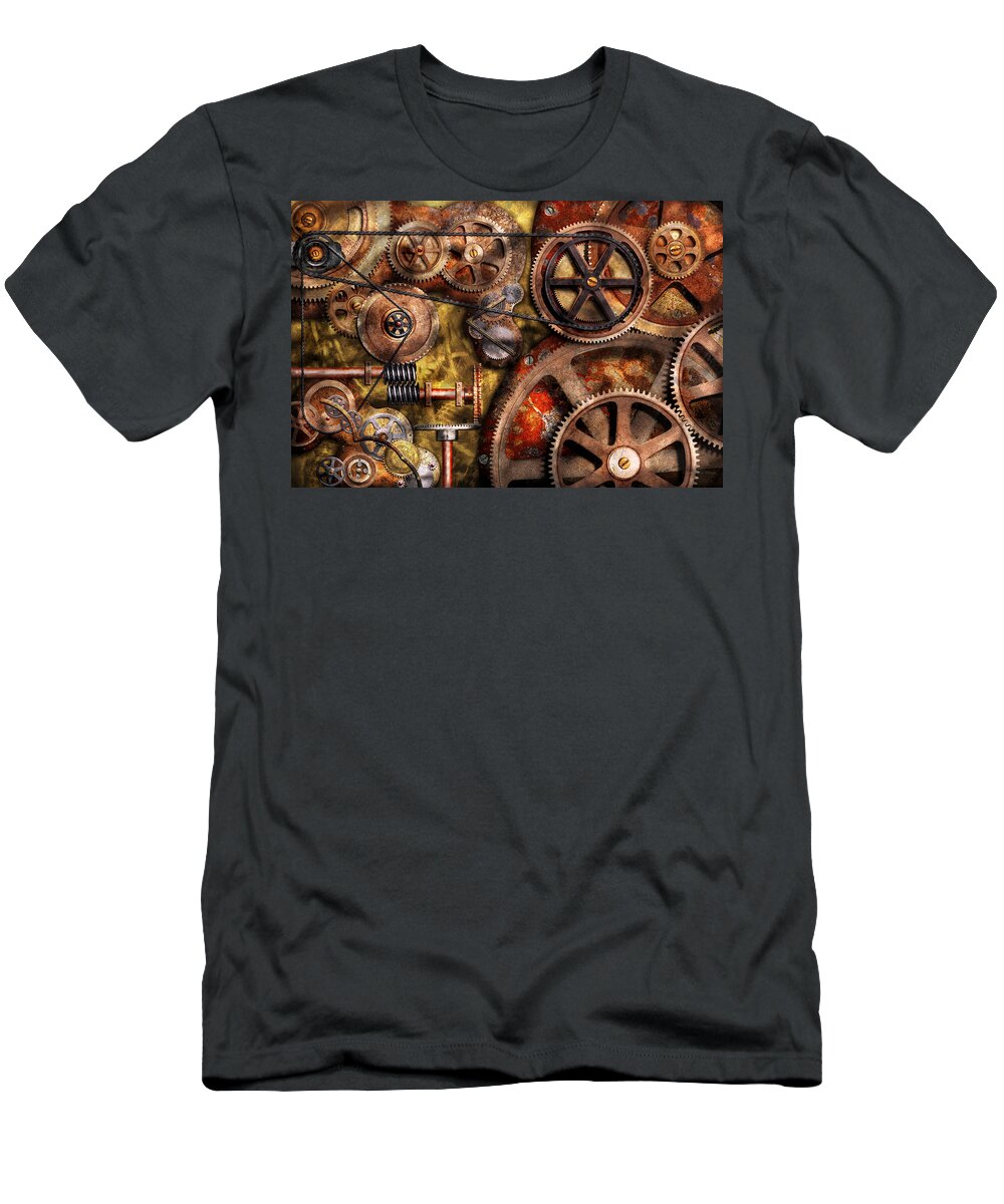 Steampunk T-Shirt featuring the photograph Steampunk - Gears - Inner Workings by Mike Savad