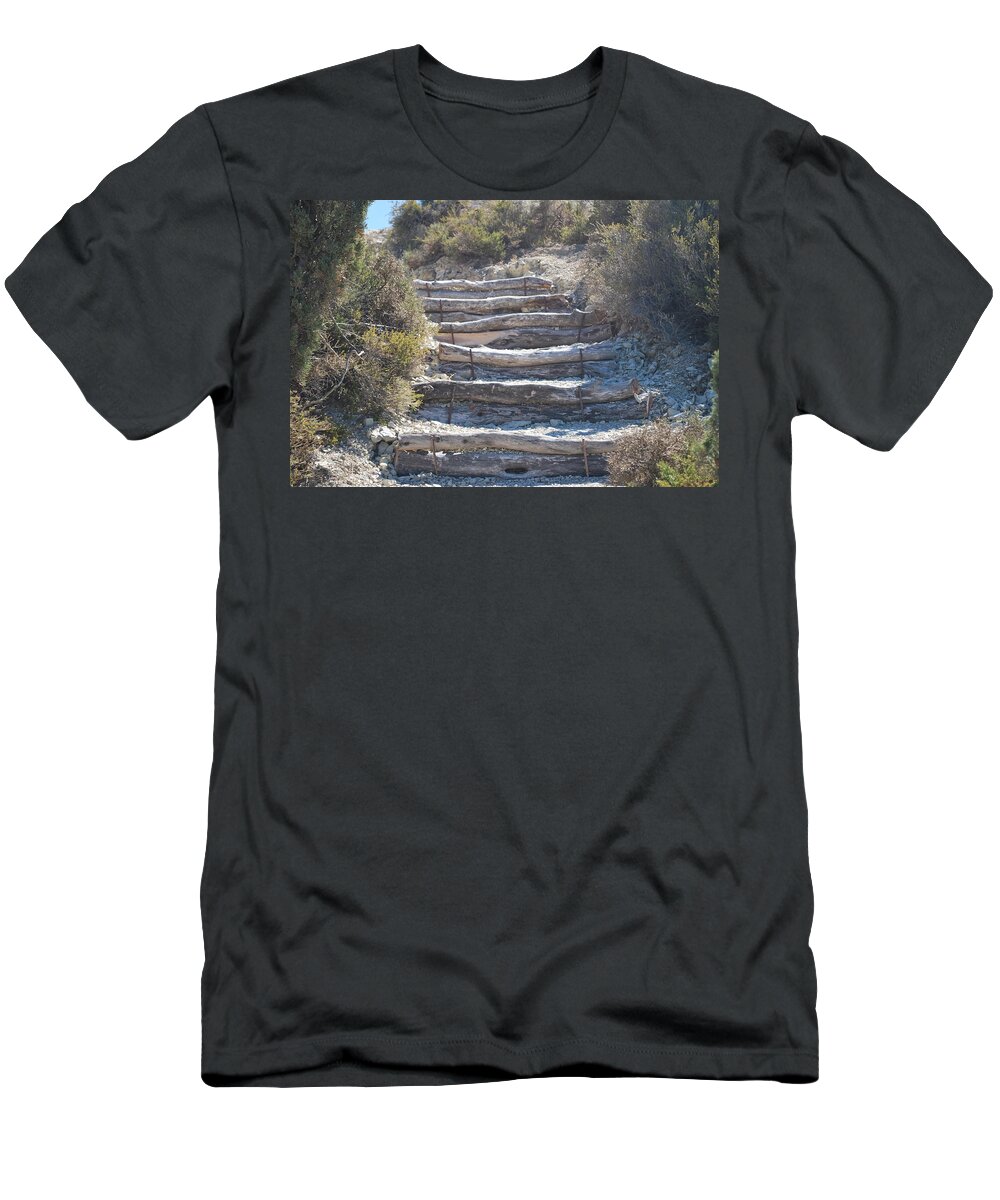 Steps T-Shirt featuring the photograph Steps In The Woods by George Katechis